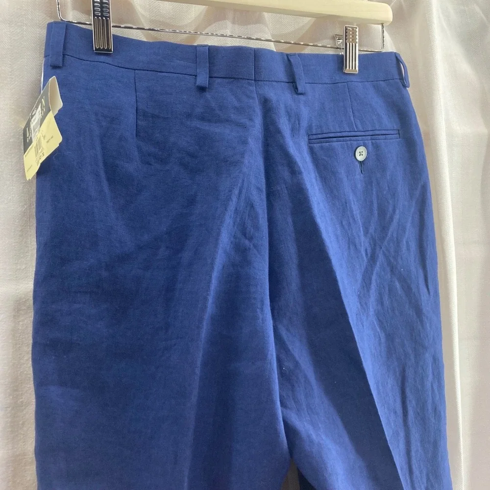 Lauren Ralph Lauren Women's Blue Linen Dress Pants‎ Size 20R 30W New With Tags